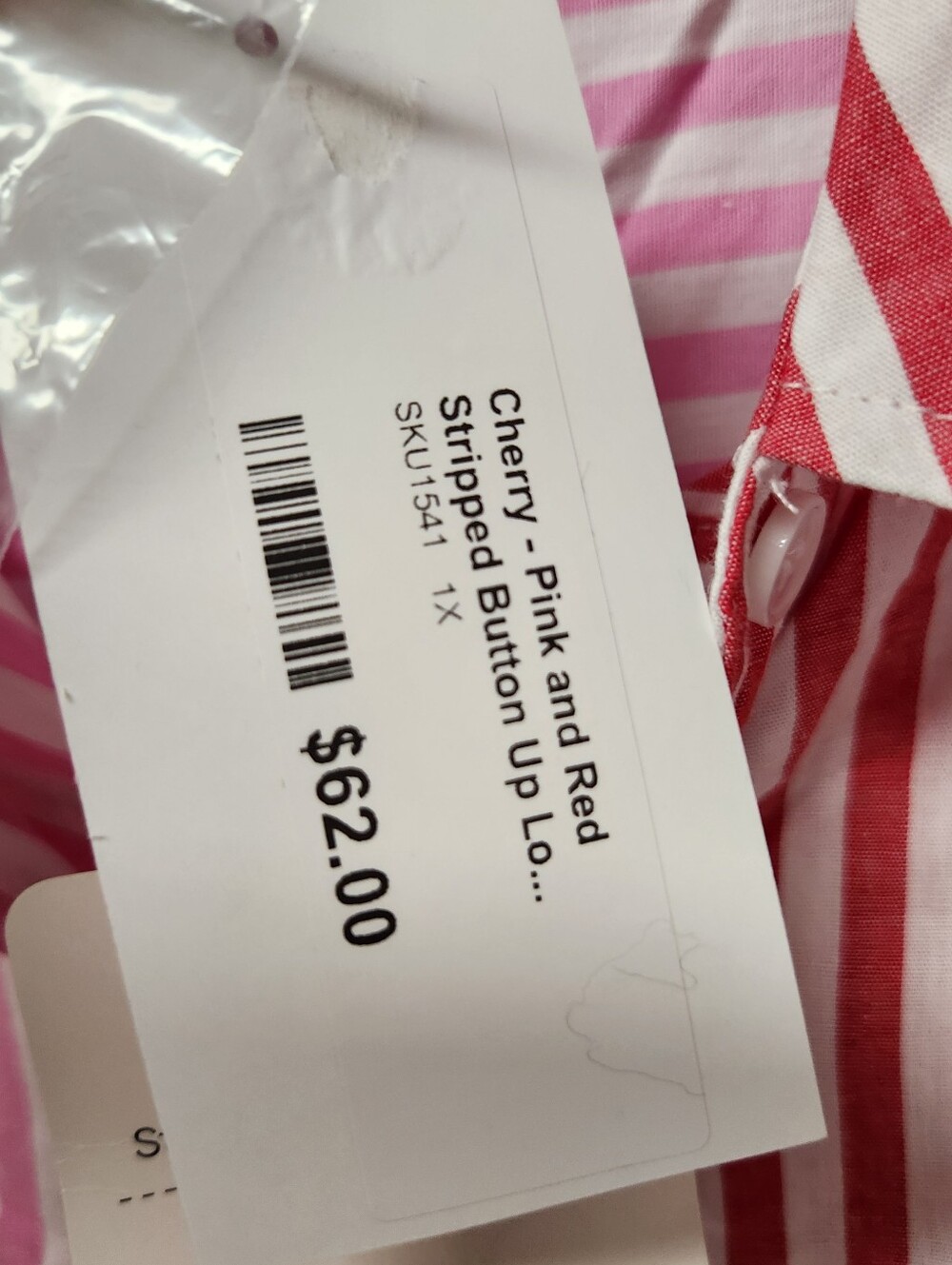 Davi & Dani Red Pink Striped Red Pink Colorbock Button Up Shirt Womens Sz 1XL - Picture 4 of 8